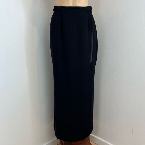 Vintage Huis Clos Collection Women’s US 8 Black Maxi Skirt Button Textured Goth - Picture 1 of 11